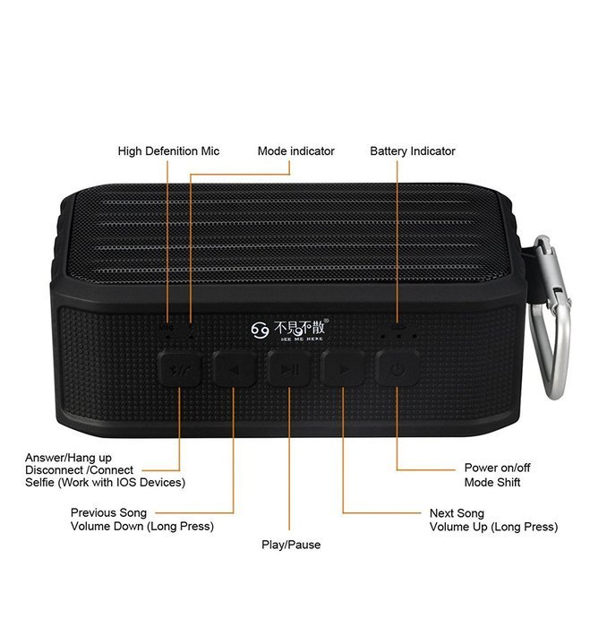 Antonso BV370 Cuboid Sport Outdoor Portable Waterproof Bluetooth 4.0 Loud Speaker Amplifier with Passive Bass... N19