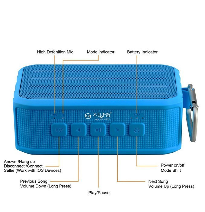 Antonso BV370 Cuboid Sport Outdoor Portable Waterproof Bluetooth 4.0 Loud Speaker Amplifier with Passive Bass... N20