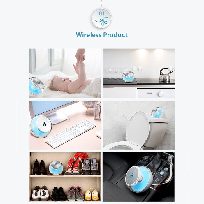Airvita AEBALL Portable Wireless Anion Air Purifier Cleaner DC5V AC100~220V via Express N8