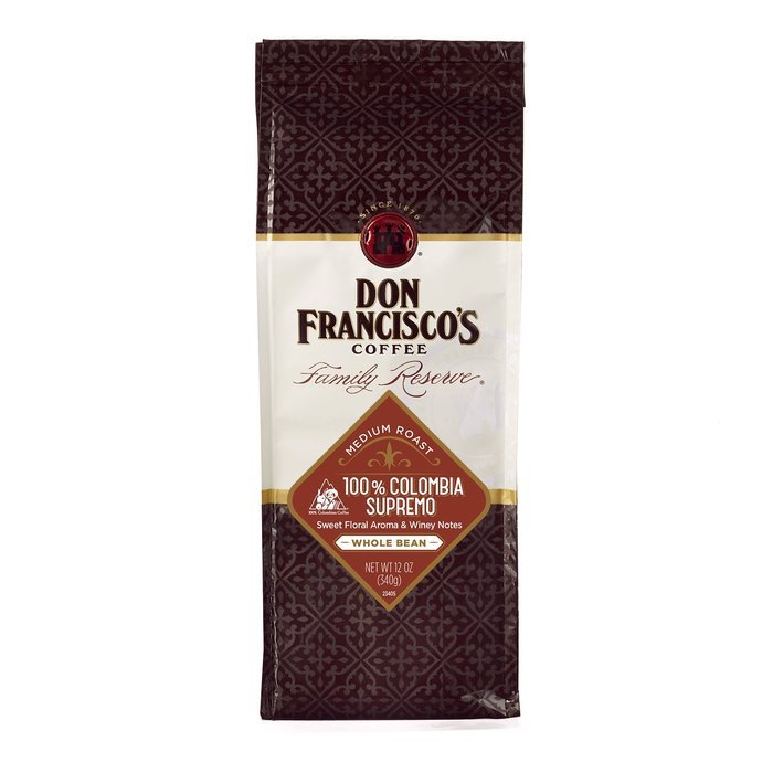 Don Francisco Family Reserve 100% Colombia Supremo Whole Bean Coffee, 12 Ounce N2