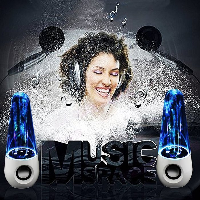 abcGoodefg Music Fountain Three Colour LED Dancing Water Stereo Speaker (Black) N5