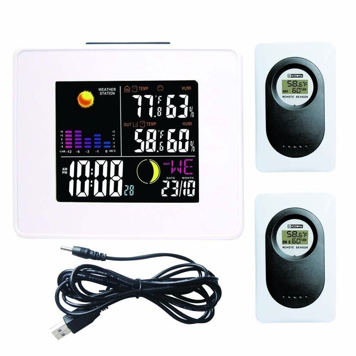 Londa Full Color LCD Wireless Weather Station with USB Charging Port and Digital Alarm Clock Weather Forecast... N8