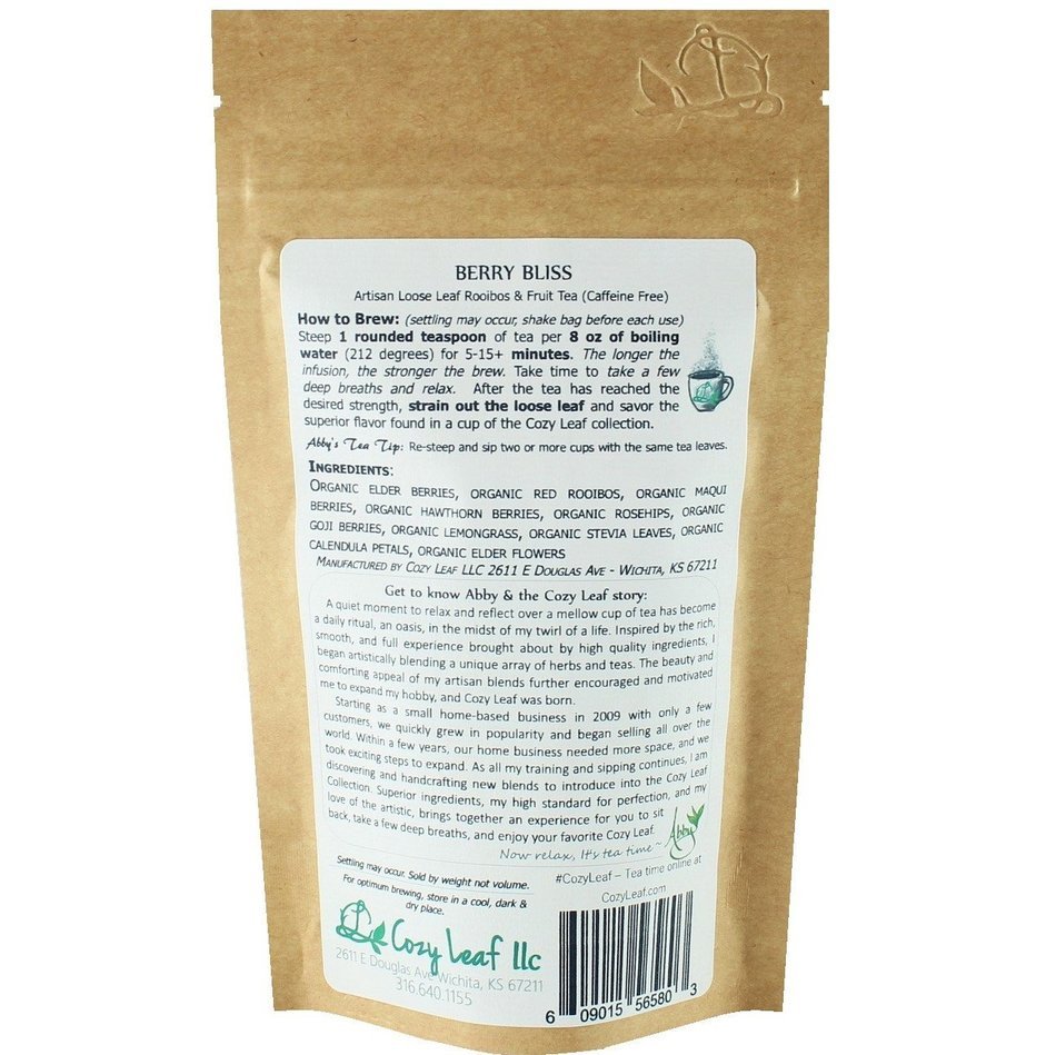 Cozy Leaf Gourmet Artisan Tea Blend Herbal Tea, Sleep Ease N8