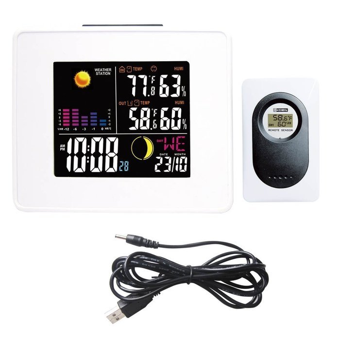 Londa Full Color LCD Wireless Weather Station with USB Charging Port and Digital Alarm Clock Weather Forecast... N10
