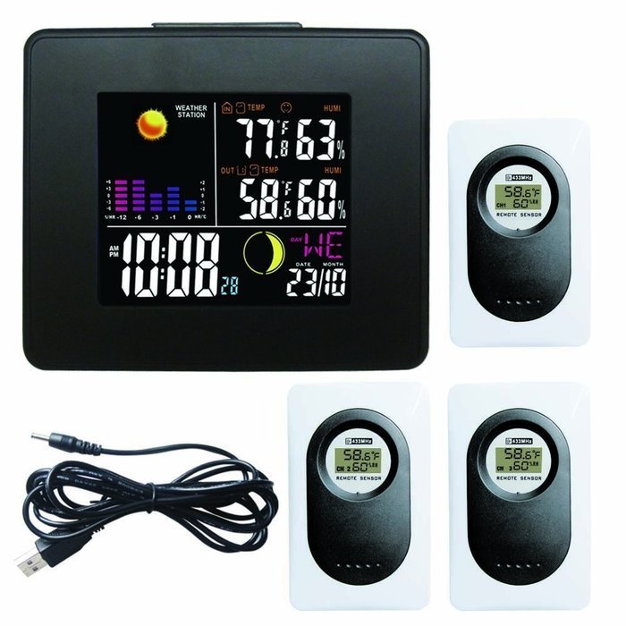 Londa Full Color LCD Wireless Weather Station with USB Charging Port and Digital Alarm Clock Weather Forecast... N11