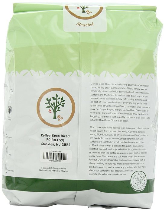 Coffee Bean Direct Hazelnut Flavored, Whole Bean Coffee, 5-Pound Bag N8