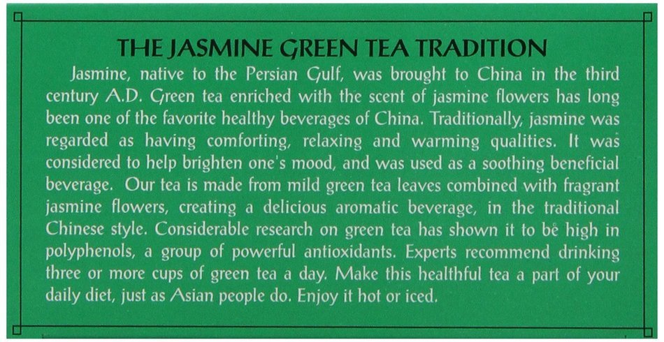 Triple Leaf Tea, Jasmine Green Tea, 20 Tea Bags (Pack of 6) N2
