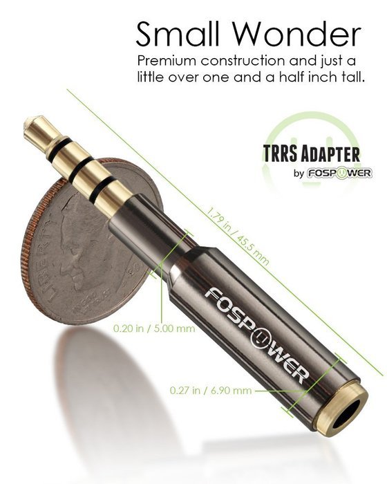 FosPower (1 Pack) 3.5mm Male to Female Auxiliary Stereo Audio Headphone Jack AUX Adapter [4-Conductor TRRS | 24K... N7