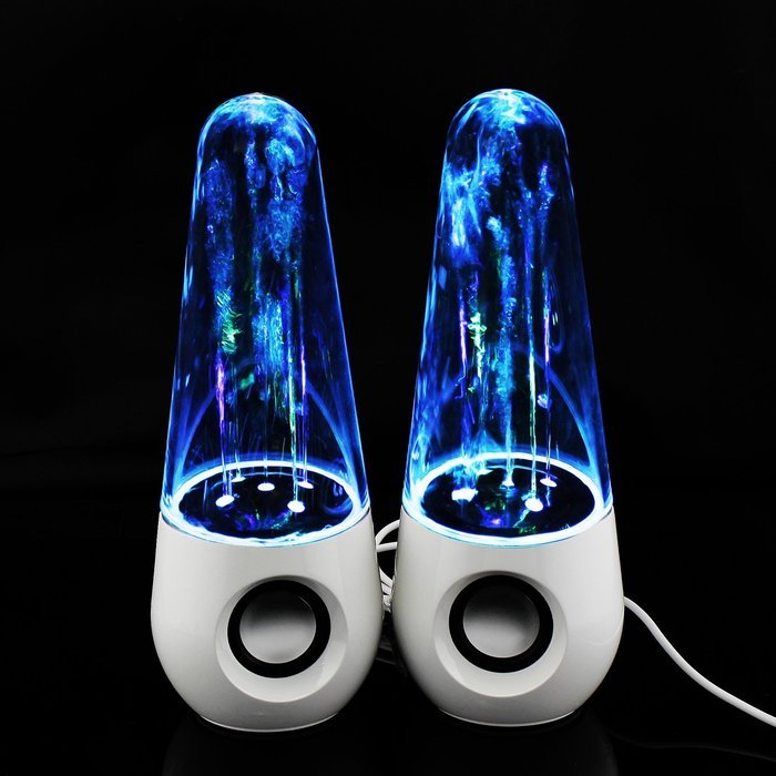 abcGoodefg Music Fountain Three Colour LED Dancing Water Stereo Speaker (Black) N7