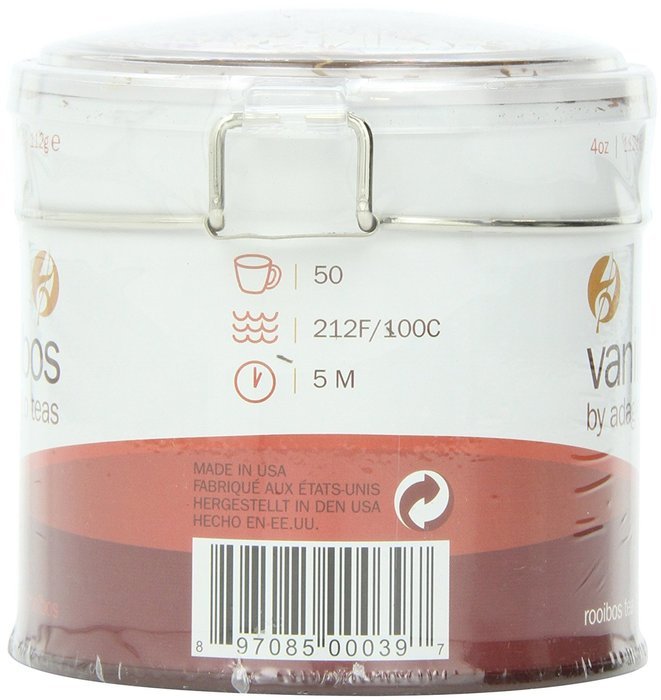 Adagio Teas Clear-Top Tin Herbal Tea, Rooibos Vanilla, 4 Ounce