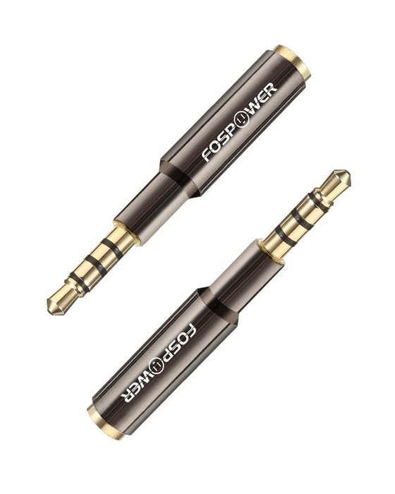 FosPower (1 Pack) 3.5mm Male to Female Auxiliary Stereo Audio Headphone Jack AUX Adapter [4-Conductor TRRS | 24K... N8