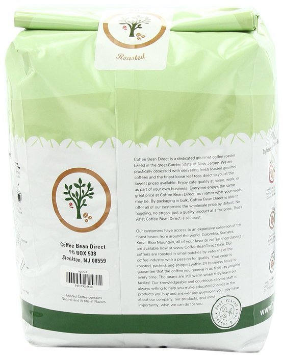 Coffee Bean Direct Hazelnut Flavored, Whole Bean Coffee, 5-Pound Bag N18