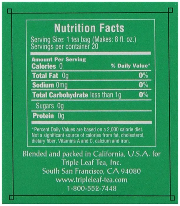 Triple Leaf Tea, Jasmine Green Tea, 20 Tea Bags (Pack of 6) N3