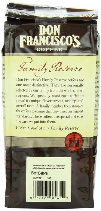 Don Francisco Family Reserve 100% Colombia Supremo Whole Bean Coffee, 12 Ounce N3