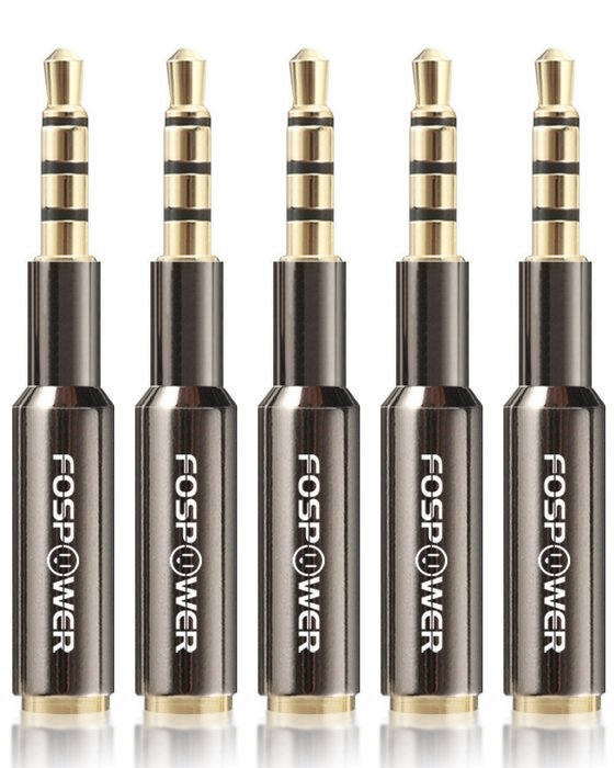 FosPower (1 Pack) 3.5mm Male to Female Auxiliary Stereo Audio Headphone Jack AUX Adapter [4-Conductor TRRS | 24K... N11