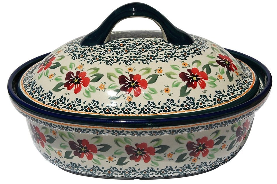 Polish Pottery Oval Casserole Dish From Zaklady Ceramiczne Boleslawiec 1158 Du116 Unikat