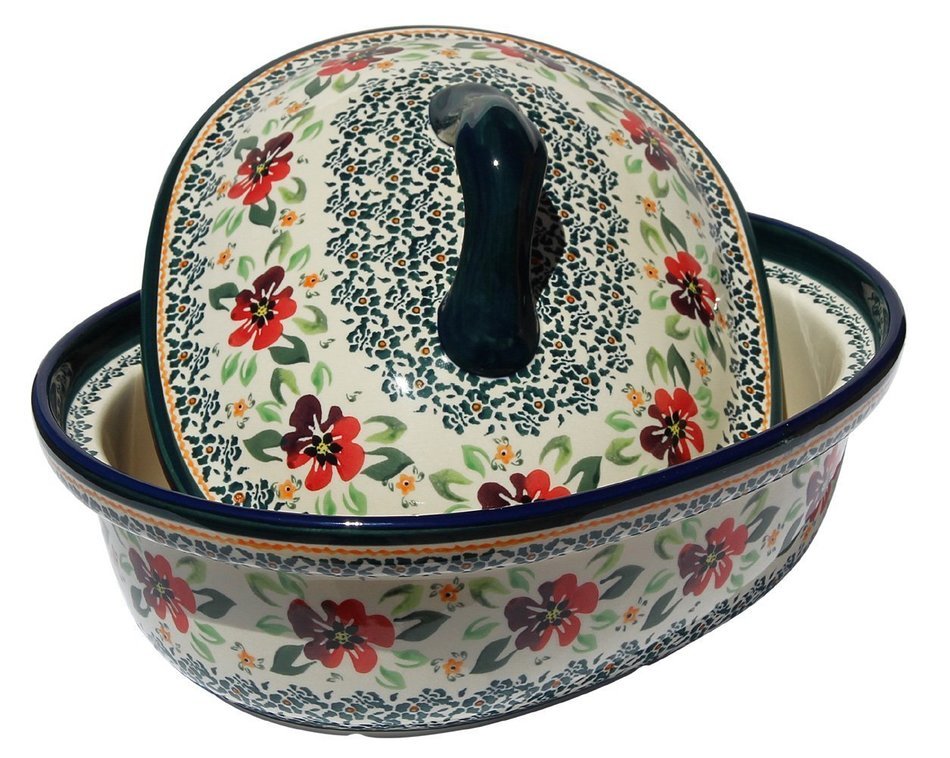 Polish Pottery Oval Casserole Dish From Zaklady Ceramiczne Boleslawiec #1158-du116 Unikat Pattern, Height: 7.6... N2