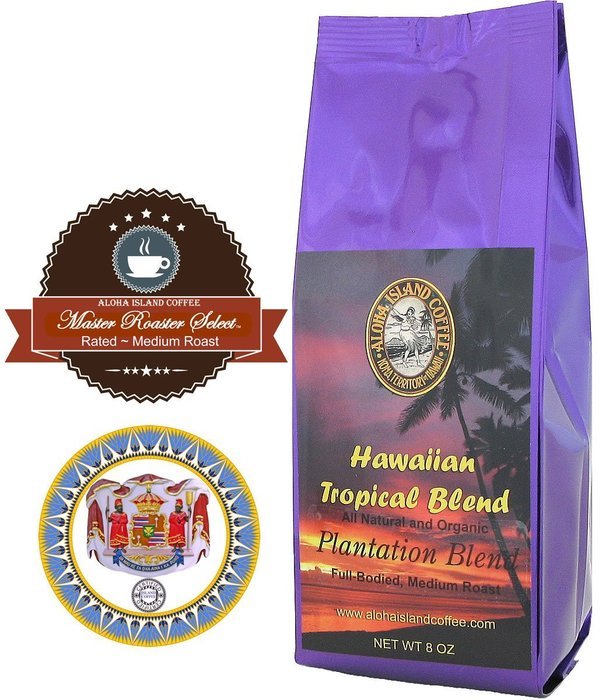 Chocolate Almond Flavored, Kona Hawaiian Coffee Blend, 8 Oz, Ground N17