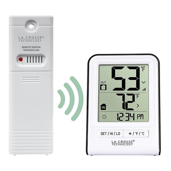 La Crosse Technology 308-1409WT-CBP Wireless Temperature Station with Time,White, N3