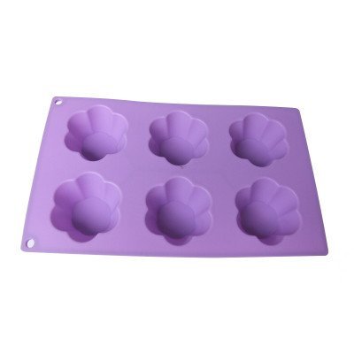 Purple 6 Cavities Big Flower Silicone Cake Baking Mold Cake Pan Muffin Cups DIY