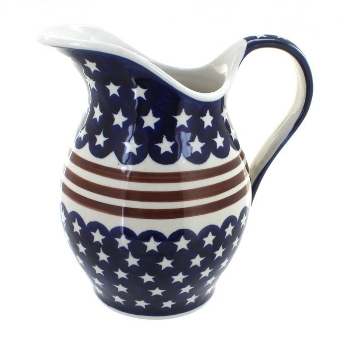 Polish Pottery Stars & Stripes Pitcher