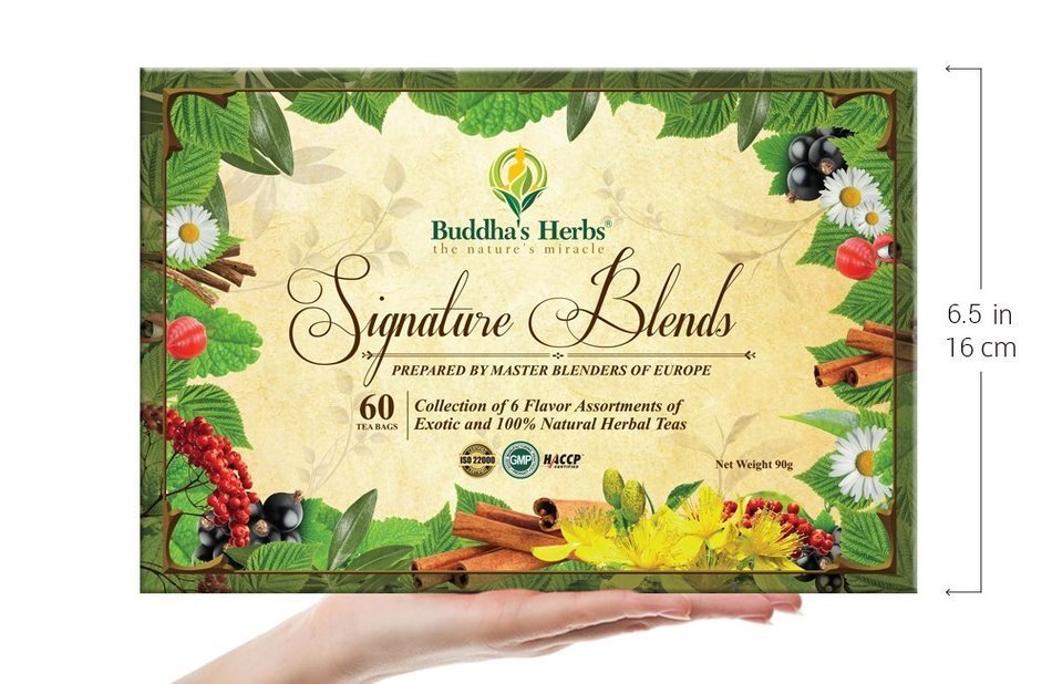 Premium Tea Sampler - Herbal Tea Sampler - 6 Flavor Tea Gift Set - 60 Count Tea Bags - Tea Gifts - Tea New Year... N3