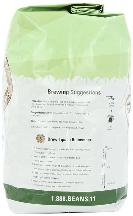 Coffee Bean Direct Hazelnut Flavored, Whole Bean Coffee, 5-Pound Bag N33