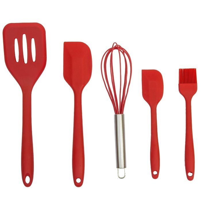 Sorbus 5 Piece Silicone Kitchen Baking Utensil Set &ndash; Spatula, Spoon, Basting Brush, Egg Whisk, and Slotted Turner... N2
