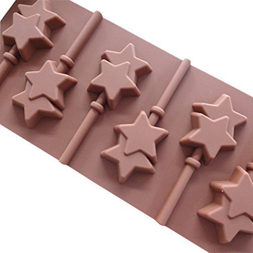 Six double-pointed star lollipop Silicone cake mold Pan 9.3"x4.1"x0.47" Color At Random