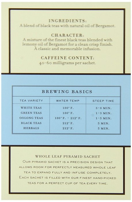 Harney and Sons Earl Grey Supreme Tea, 20 Wrapped Sachets N2