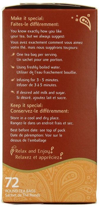 Tea India Masala Chai Tea, 72 Tagless Tea Bags, 5.8-Ounce Boxes (Pack of 6) N6