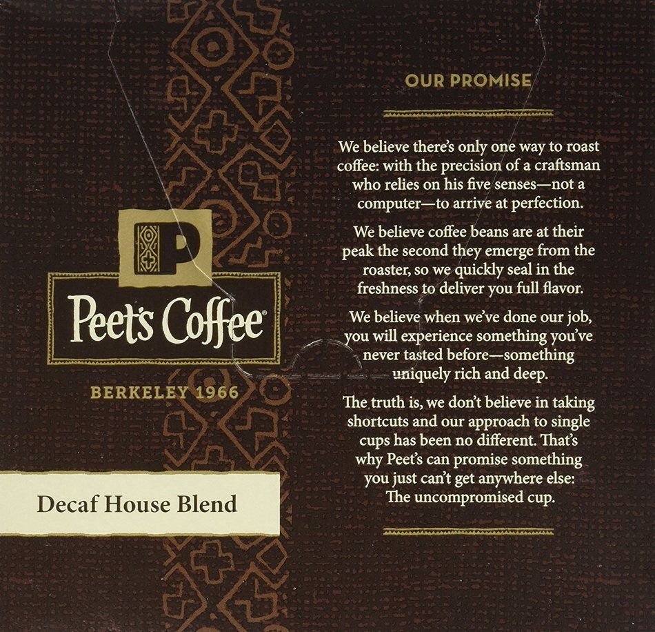 Peet's Coffee DECAF House Blend Single Cup Capsule (96 Count), 0.46oz(13.2g) each N2