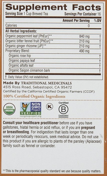 Traditional Medicinals Organic Eater's Digest Tea Bags - Peppermint - 16 ct N2