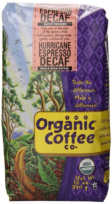 The Organic Coffee Co. Whole Bean, Decaf Hurricane Espresso, 12 Ounce N2