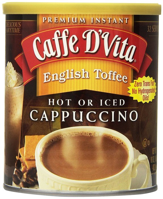 Caffe D'Vita English Toffee Cappuccino Mix, 16-Ounce Canisters (Pack of 6) N2