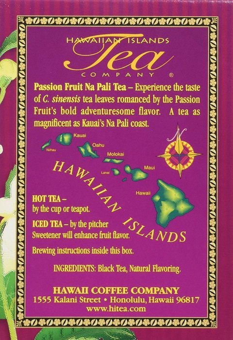 Hawaiian Islands Passion Fruit Na Pali Black Tea 20 Tea Bags N3
