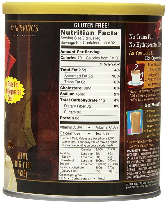 Caffe D'Vita English Toffee Cappuccino Mix, 16-Ounce Canisters (Pack of 6) N4