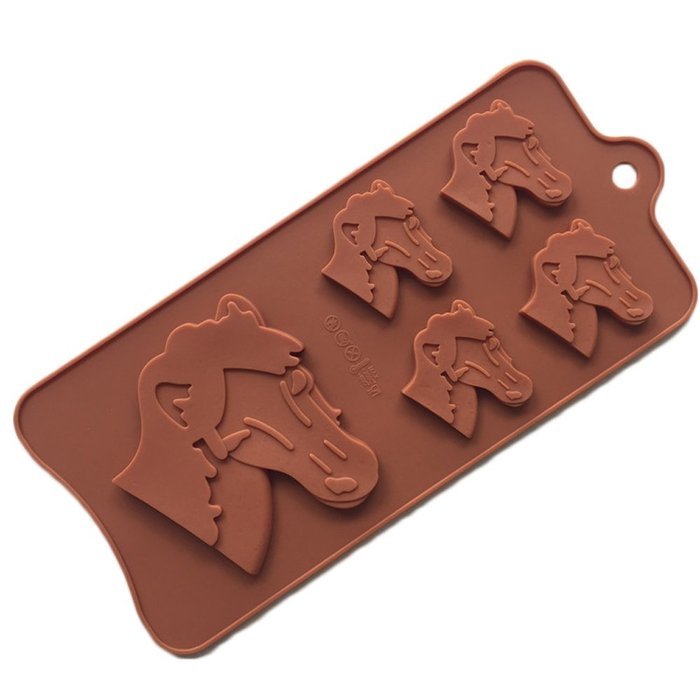 JLHua 5-cavity Large Horse Shape Silicone Cake Candy Soap Decoration Mold Chocolate Ice Cube Tray