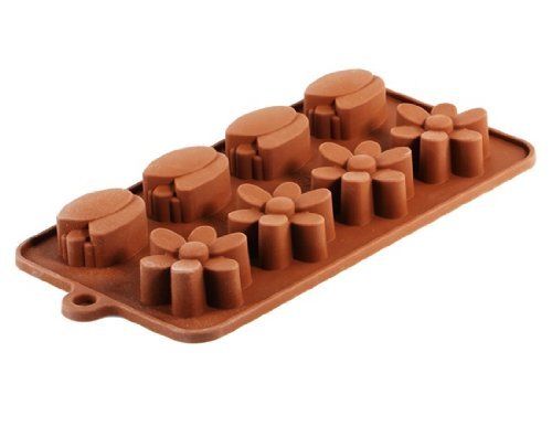 Silicone Flower Shaped Cake Mold & Ice Tray (Brown) N2