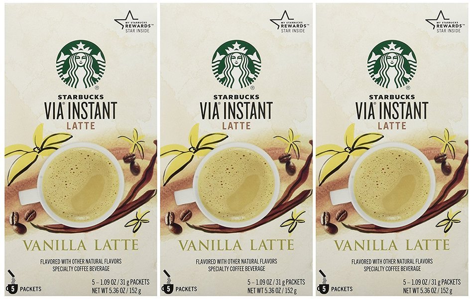 Starbucks Via Vanilla Latte - Pack of 3 - (15 Servings Total)