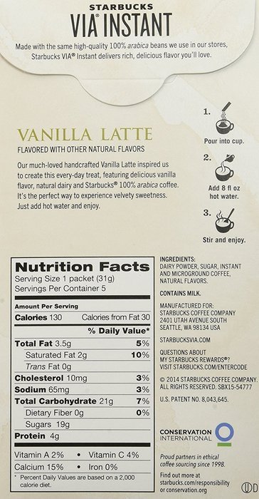 Starbucks Via Vanilla Latte - Pack of 3 - (15 Servings Total) N2