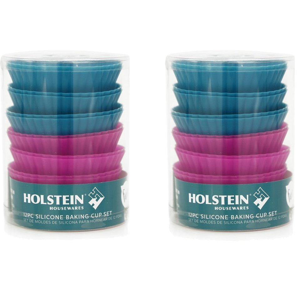 Holstein Housewares HB-07008EM-BU 24 Piece Silicone Baking Cup Set - Teal/Magenta N2