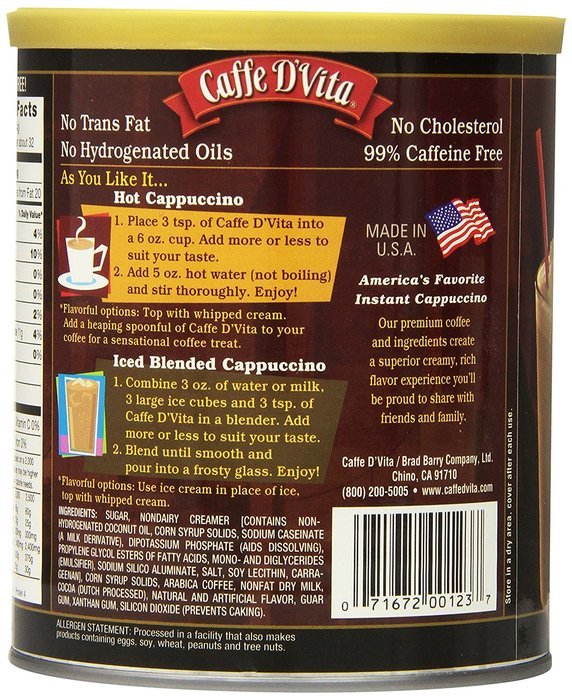 Caffe D'Vita English Toffee Cappuccino Mix, 16-Ounce Canisters (Pack of 6) N5