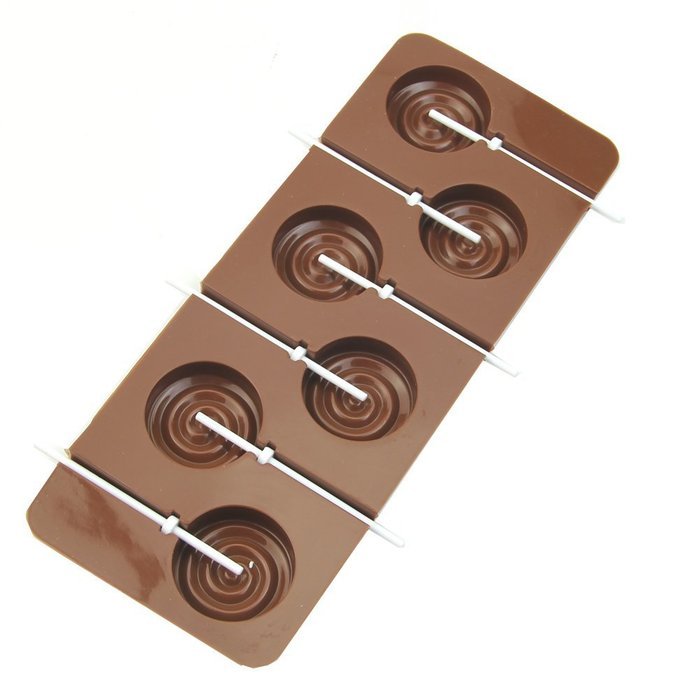 YSTD&reg; 6 - lollipop Silicone Ice Cube Chocolate Cake Cookie Cupcake Soap Molds Mould N4