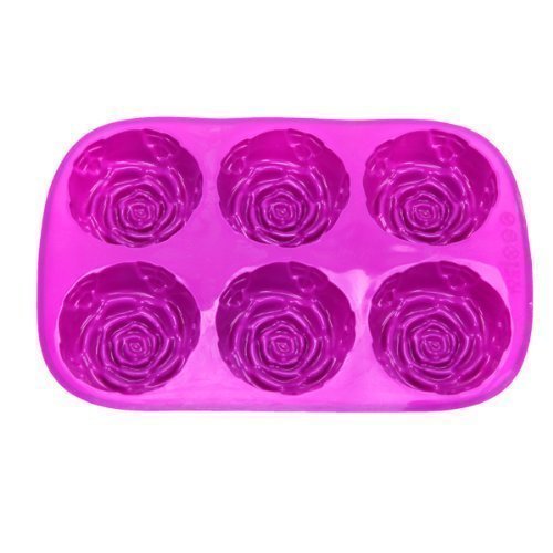 Pinovk 6-cavity Silicone Flower Rose Cake Candy Soap Mold Jelly Cupcake Mould Baking Pan N4