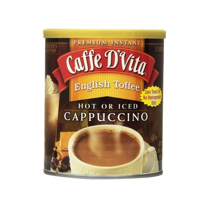 Caffe D'Vita English Toffee Cappuccino Mix, 16-Ounce Canisters (Pack of 6) N10