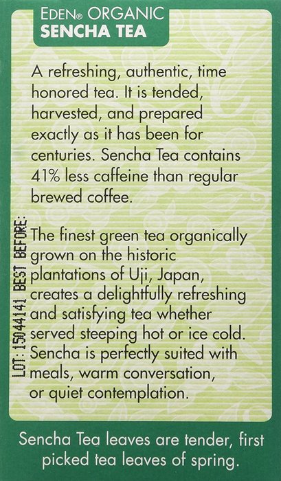 Eden Organic Green Tea, Sencha, Tea Bags, 16-Count Boxes (Pack of 12) N4