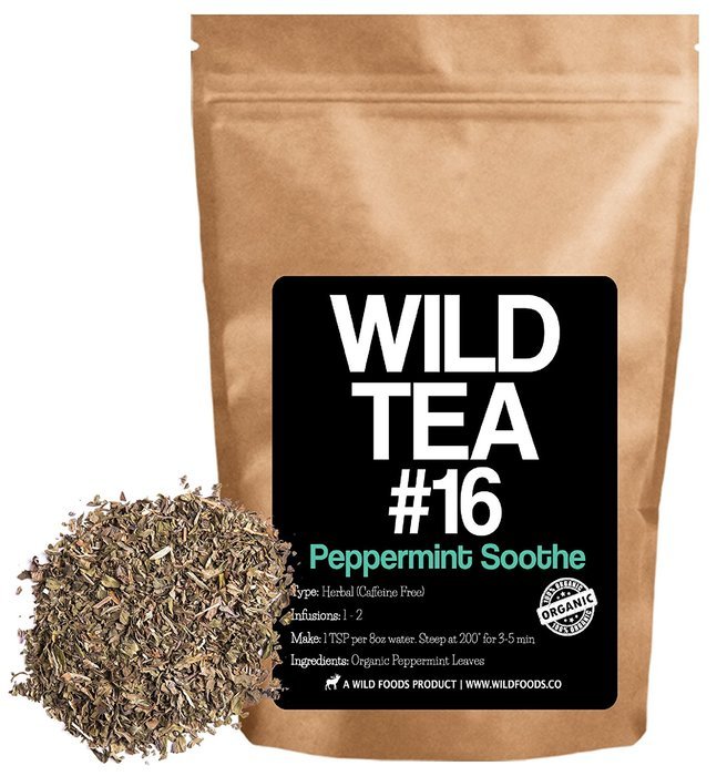 Organic Peppermint Tea, Loose Leaf Herbal Peppermint Leaves, Wild Tea #16 Peppermint Soothe by Wild Foods (2 ounce) N7