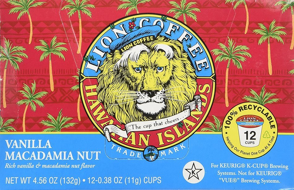 Lion Coffee Vanilla Macadamia Nut for Keurig K-cup Machines (12 Cups/box)