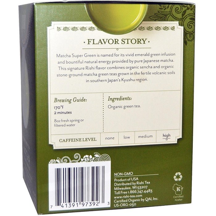Rishi Tea - Organic Matcha Super Green, 15 tea bags N2